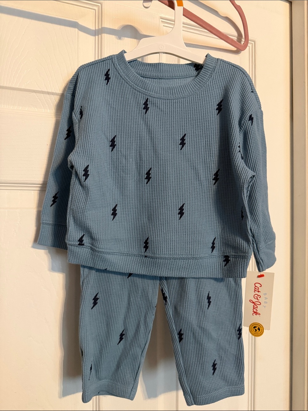 Cat & Jack Light Blue Lightning Bolt Waffle Knit Two-Piece Set